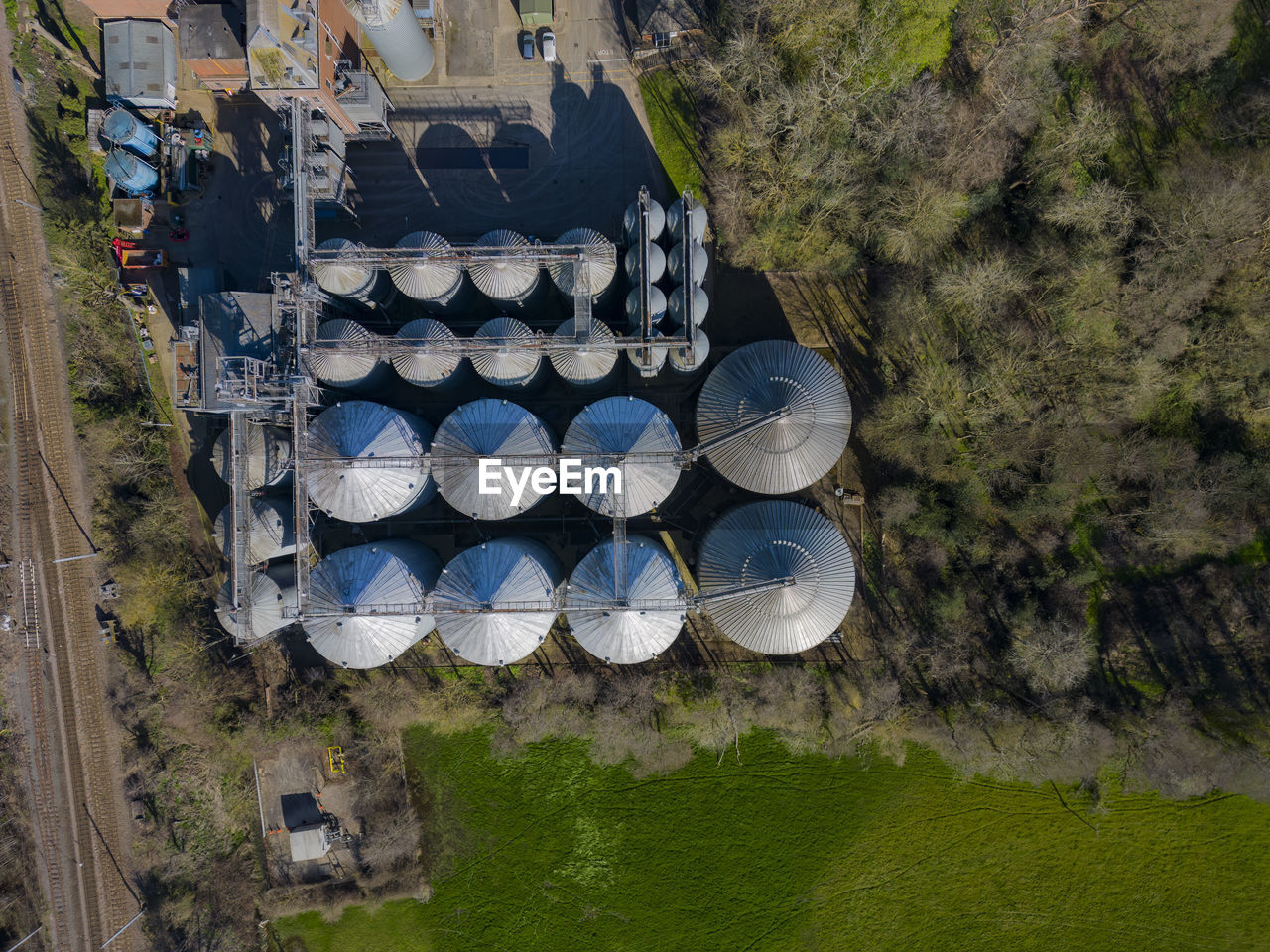 An aerial view of a factory in mistley, essex, uk