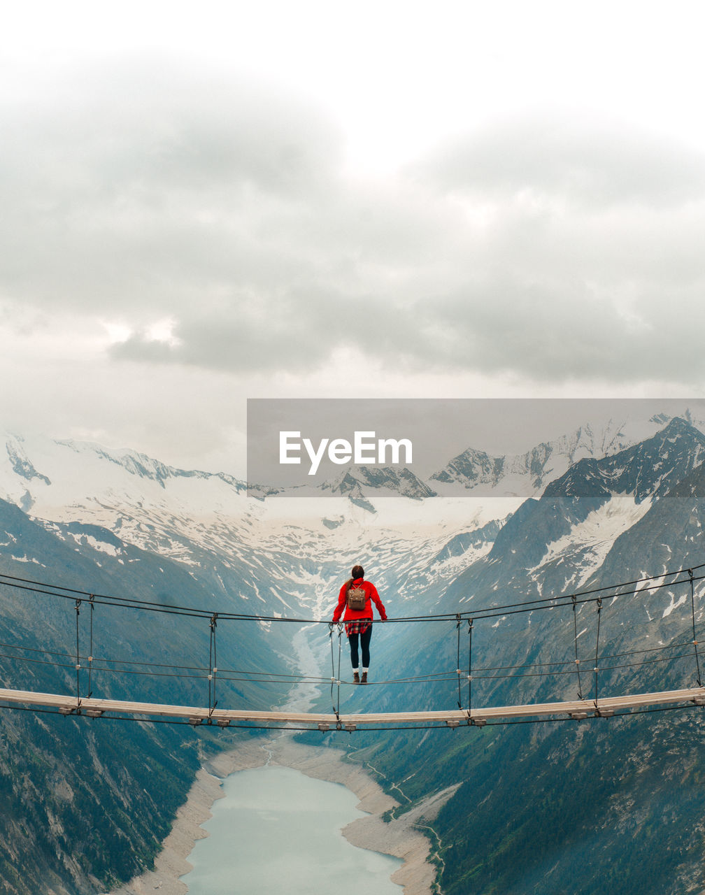 Amazing view from a bridge close to the olperer hütte in tirol, austria 