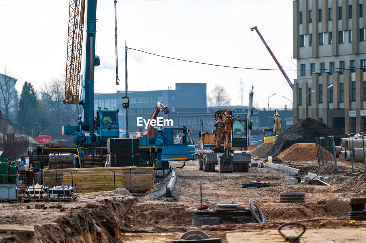 Construction site of the new riga city bypass in purvciems district