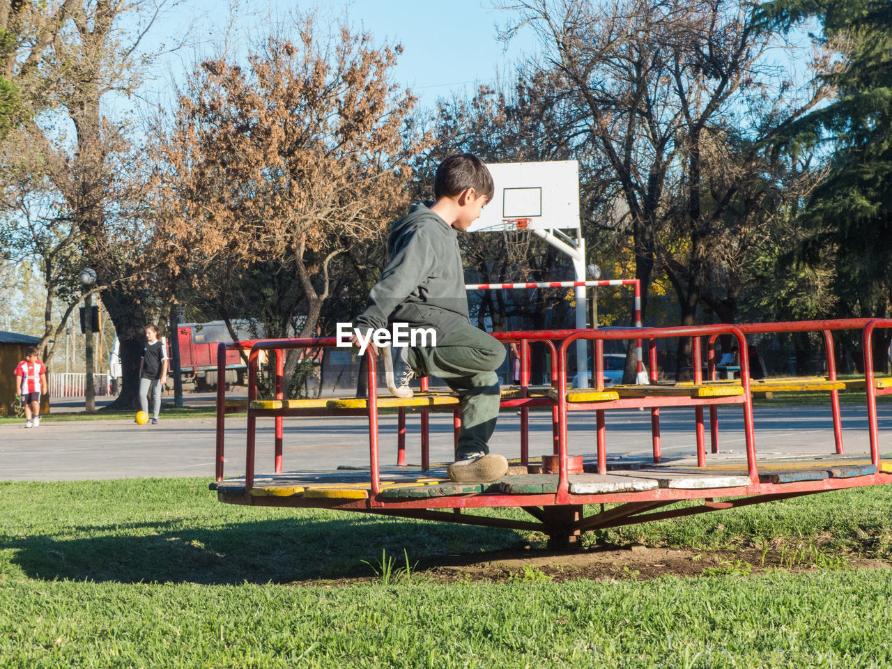 Child playing in playground