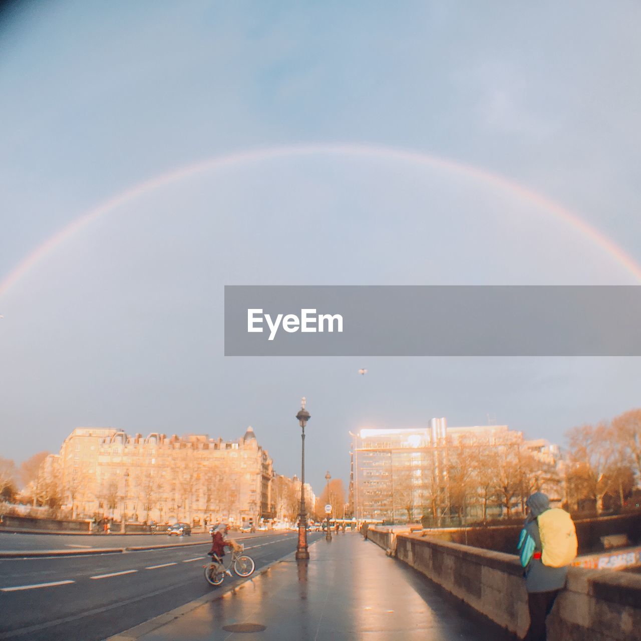 SCENIC VIEW OF RAINBOW OVER CITY