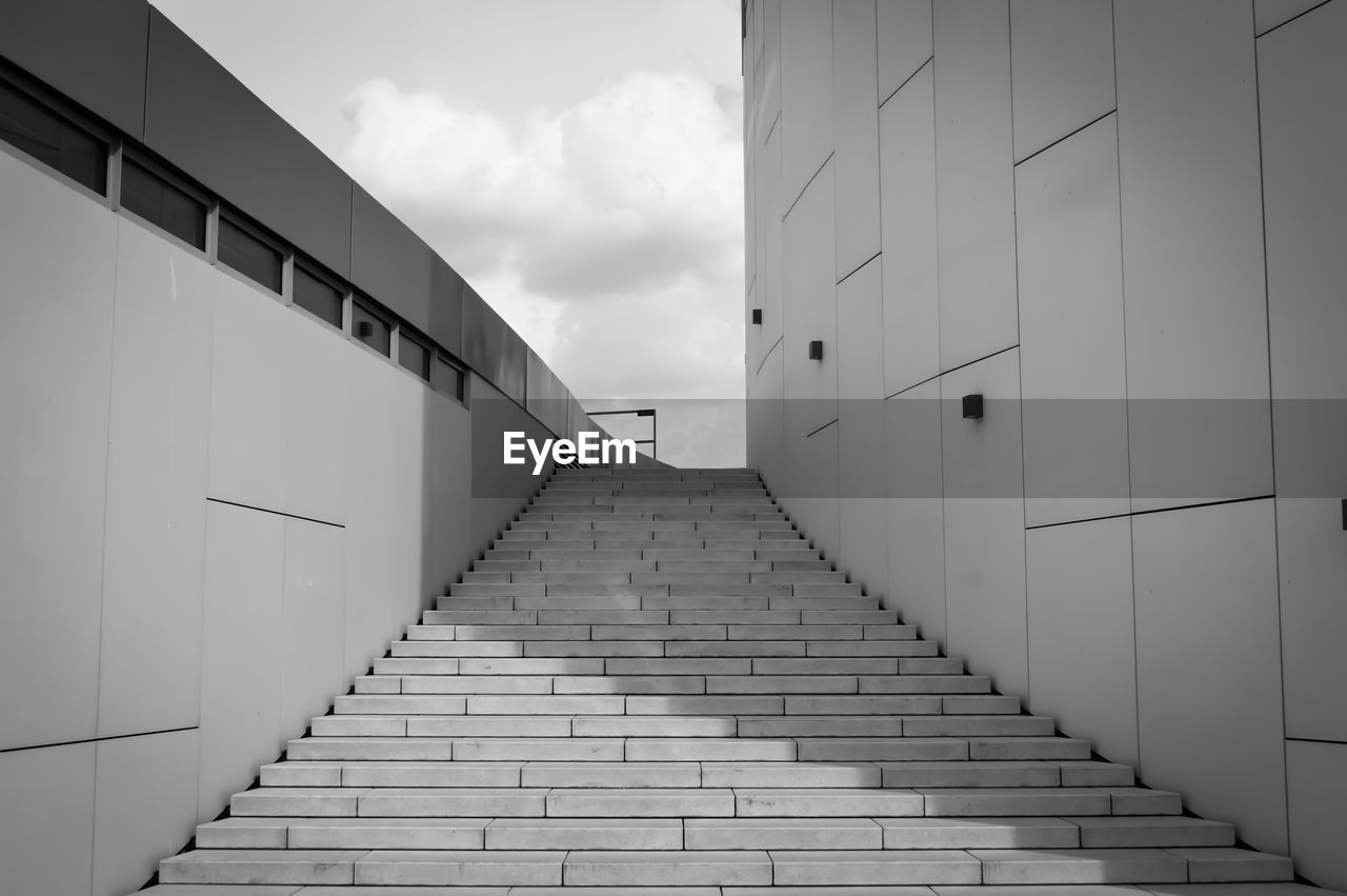 Low angle view of stairs along walls