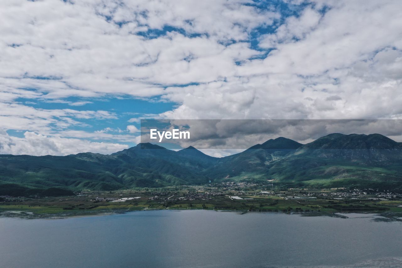 SCENIC VIEW OF LAKE AGAINST MOUNTAINS