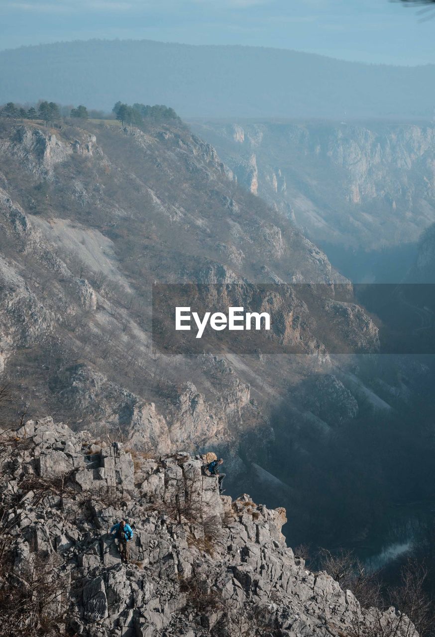 High angle view of rocks and mountains