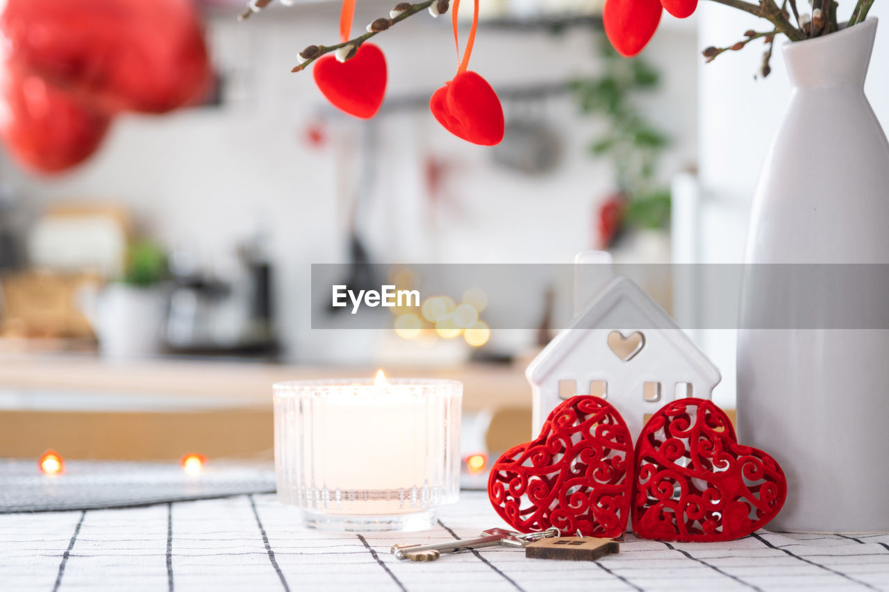 christmas decorations on table