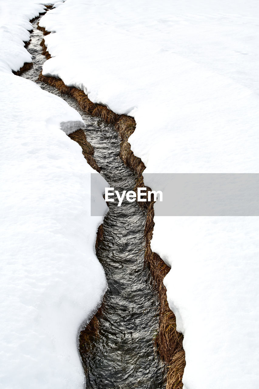 winter, snow, nature, wood, cold temperature, no people, environment, ice, beauty in nature, tree, water, outdoors, day, landscape, scenics - nature, land, reflection, tranquility, non-urban scene, branch, white, high angle view, textured, pattern, frozen