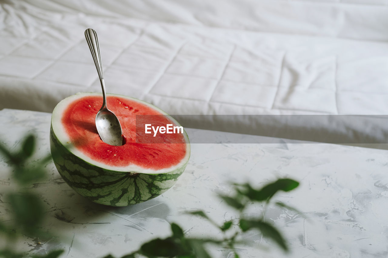 Close-up of watermelon on table