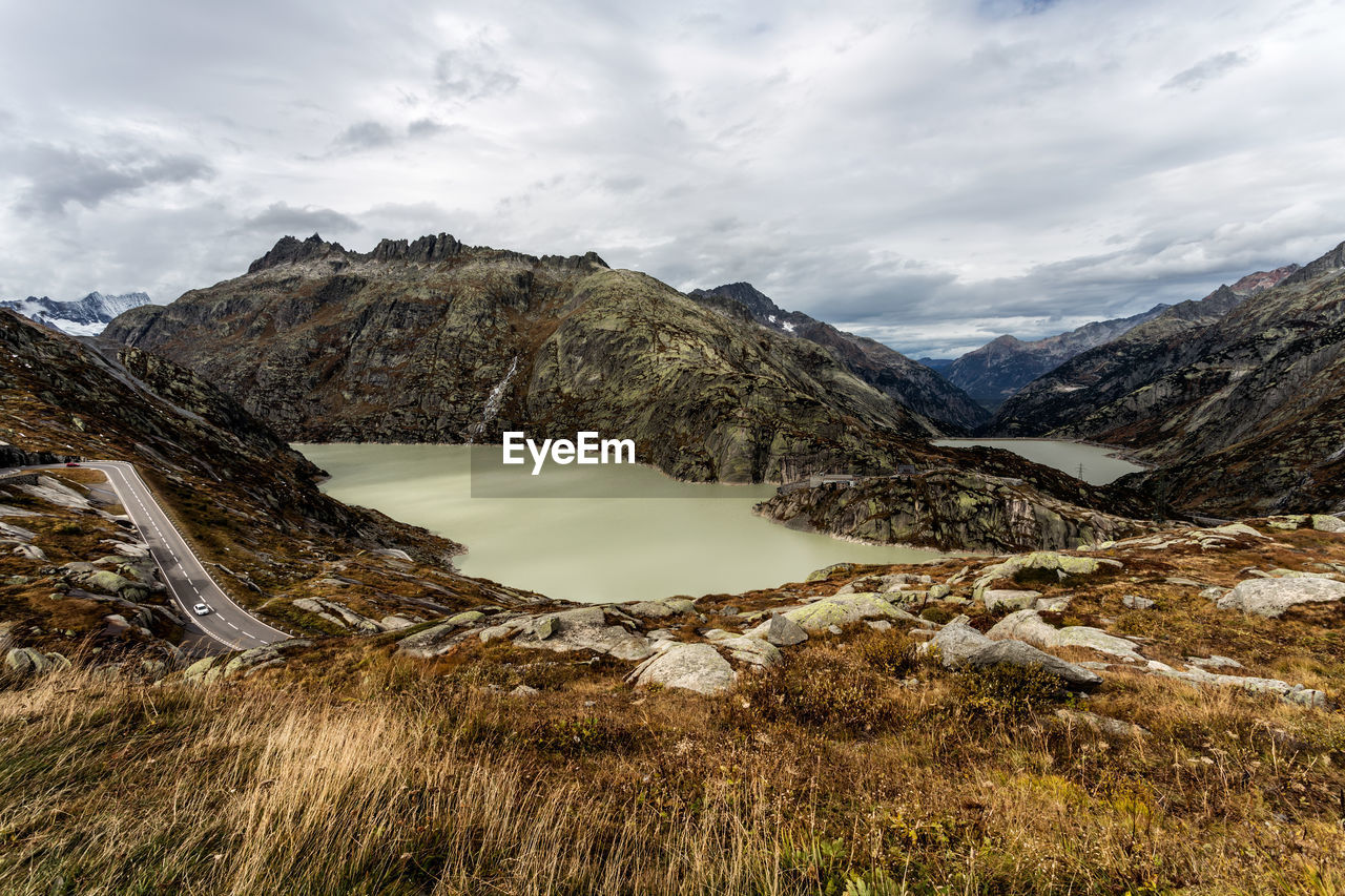 Panoramic view of lake grimsel, switzerland.