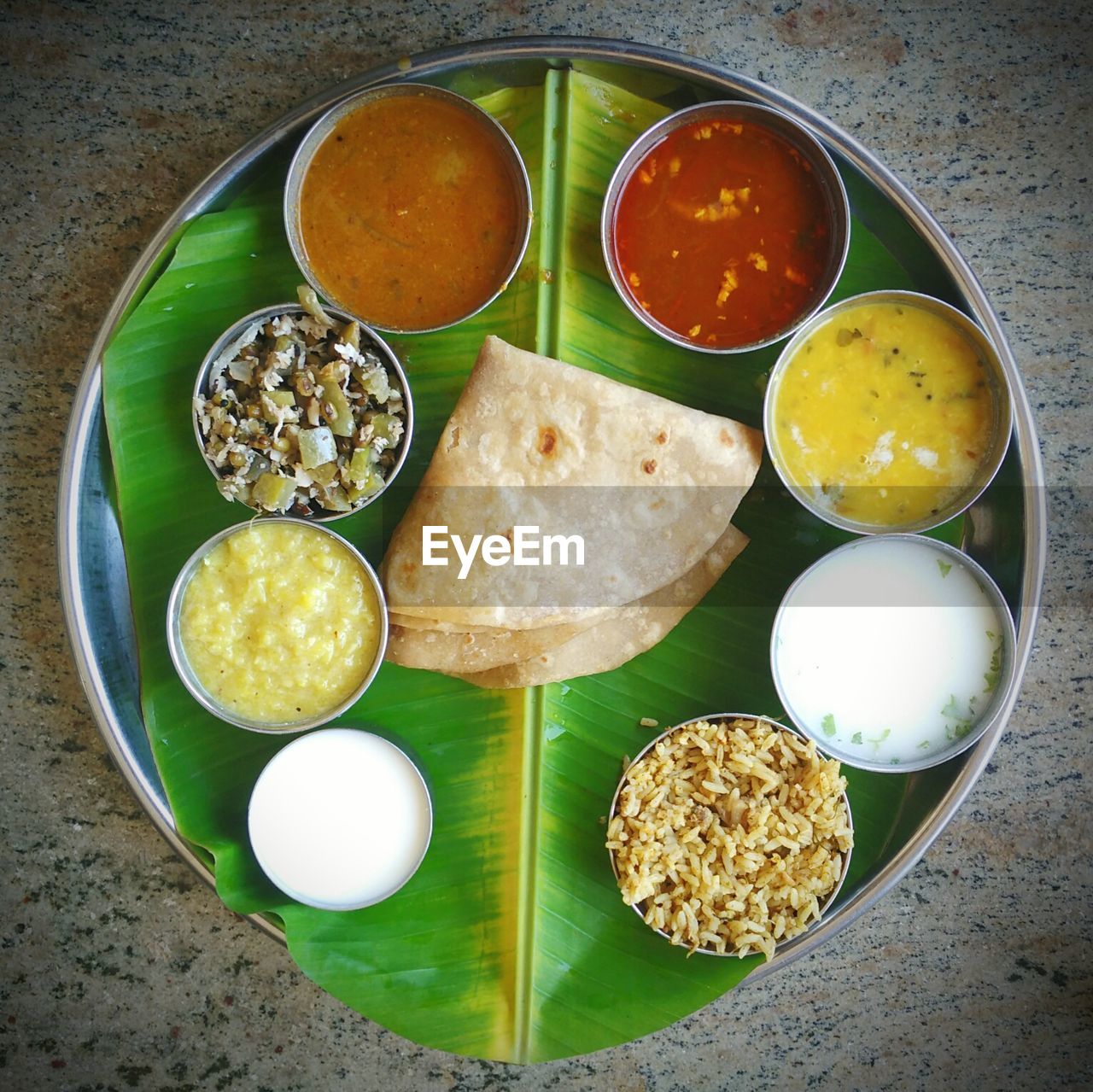 Directly above shot of indian food in plate