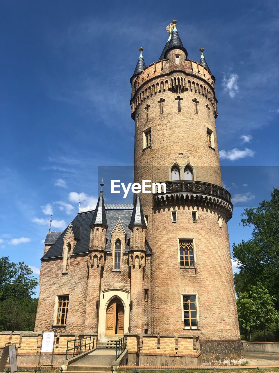 Low angle view of old building against sky - flatowturm potsdam germany