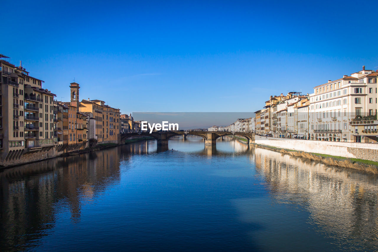 View of bridge over river in city