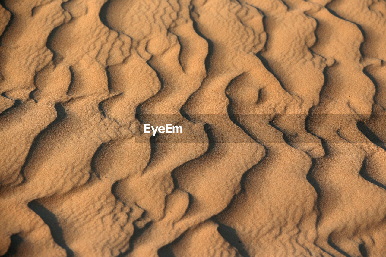 Full frame shot of sand dunes patterns