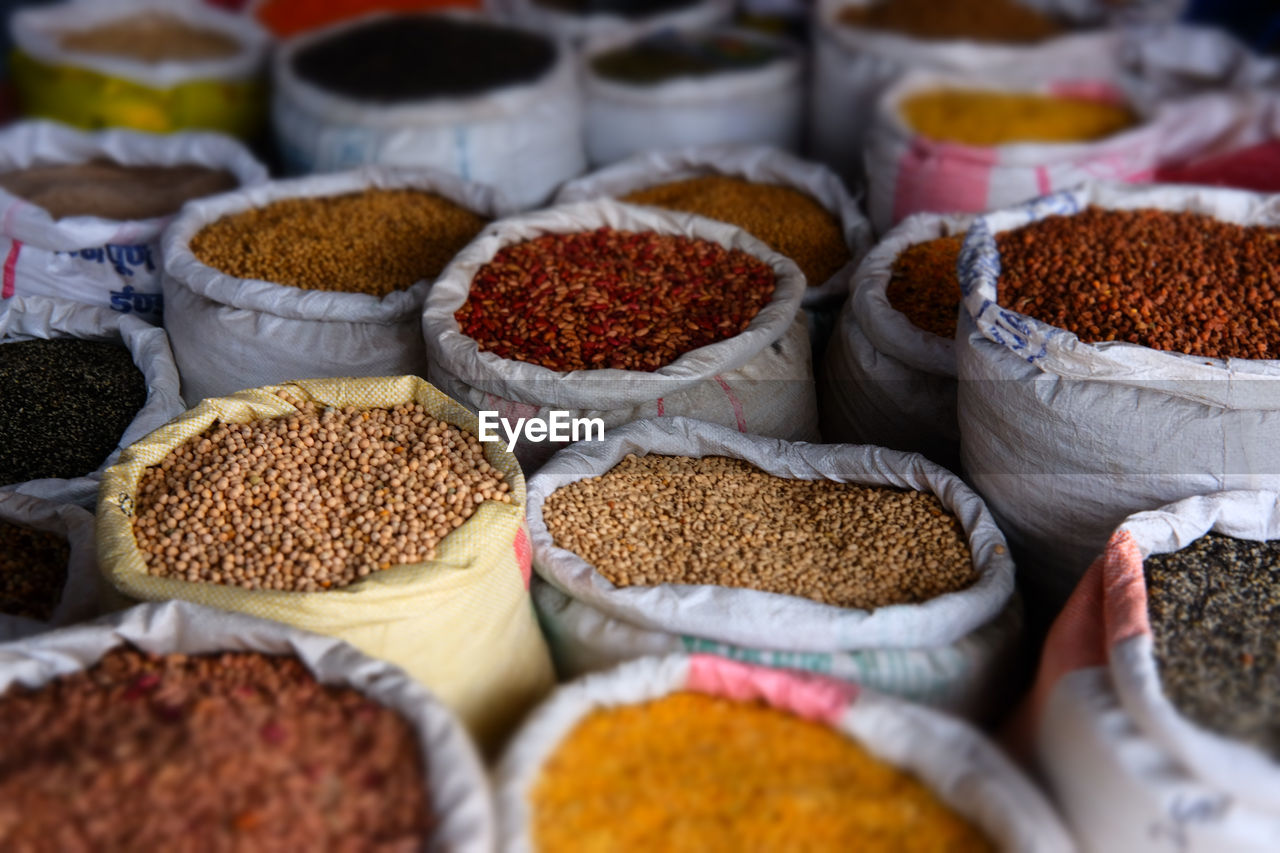 Full frame shot of nuts for sale in market