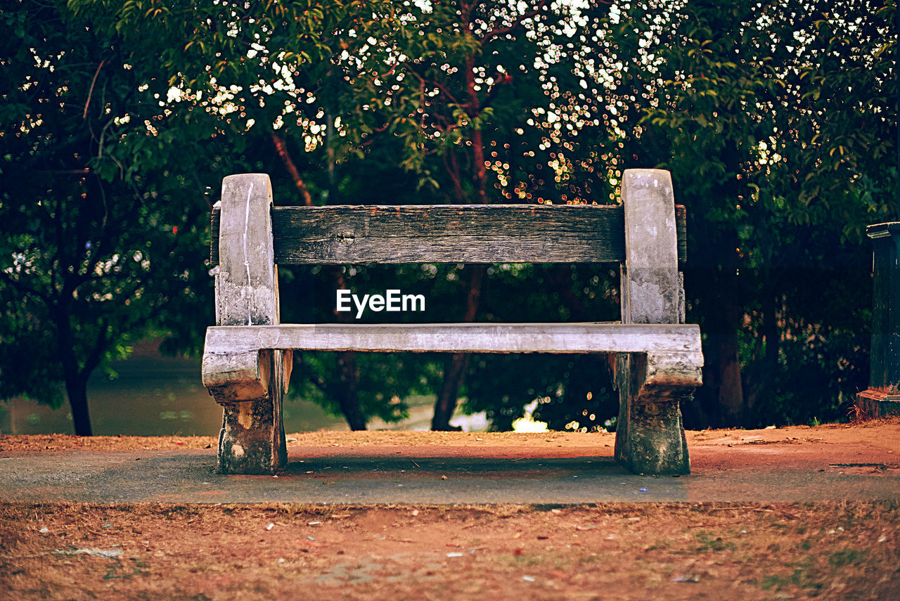 Wooden bench in park