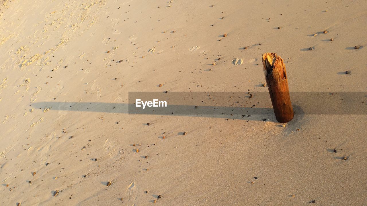 High angle view of sand on beach