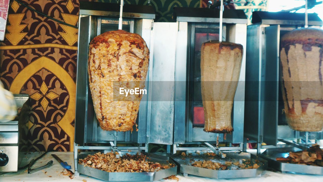 Doner kebab being grilled