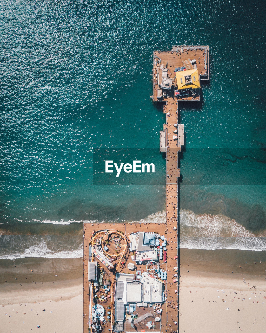 Aerial view of pier over sea