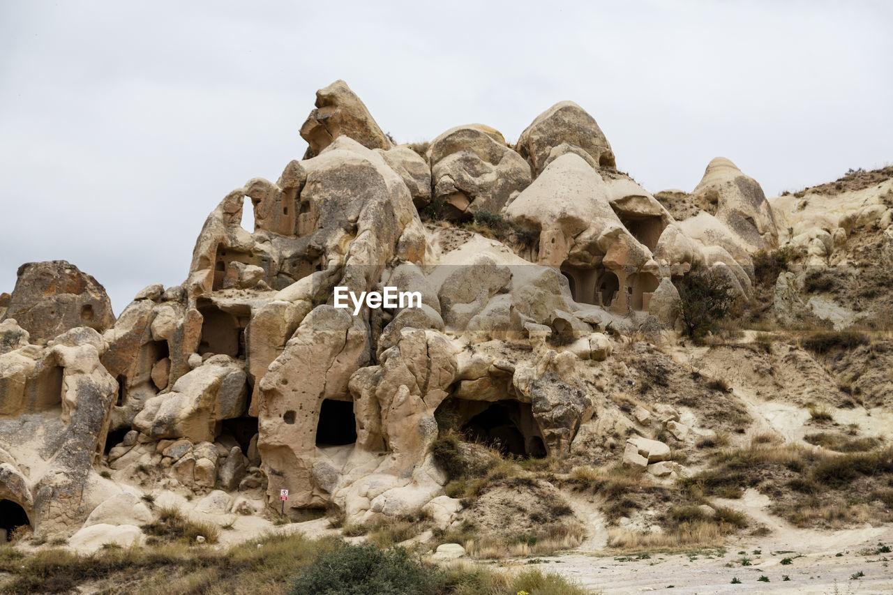 Low angle view of rock formation