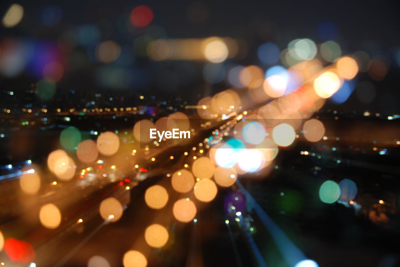 Defocused image of illuminated city