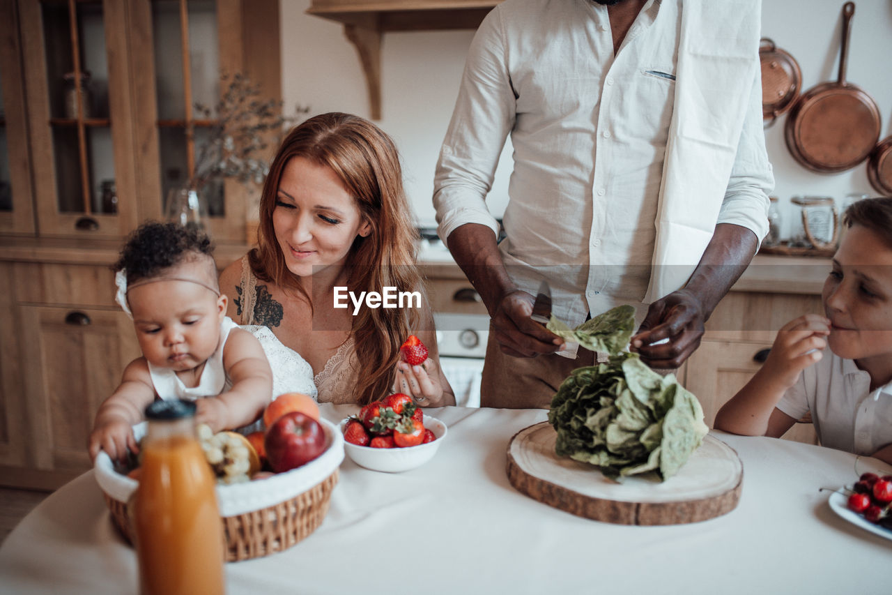 People having food at home