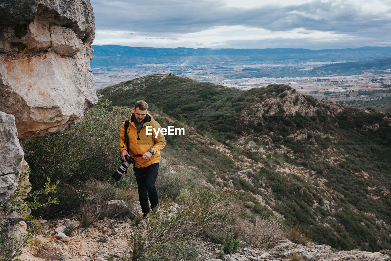 Full length of man walking on mountain