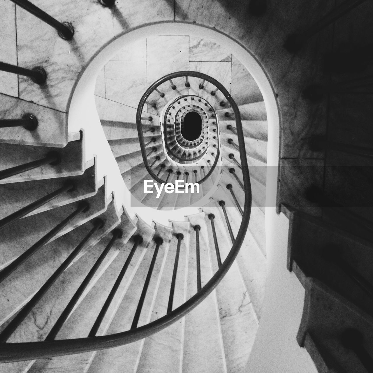 High angle view of spiral stairs