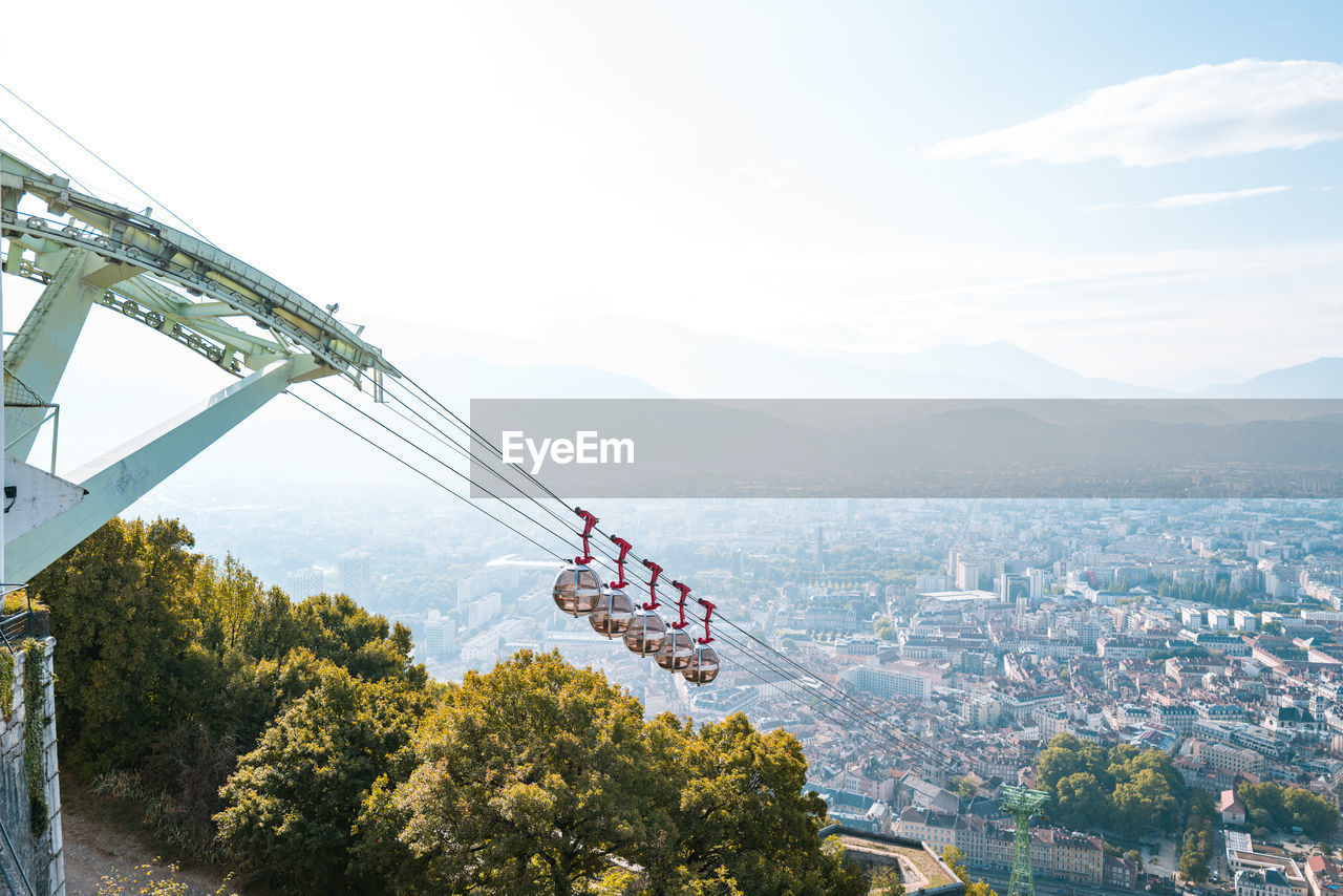 Emblematic cable cars above grenoble 