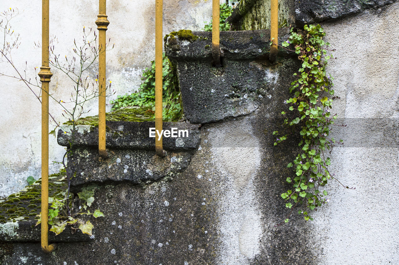 CLOSE-UP OF WATER FOUNTAIN BY WALL