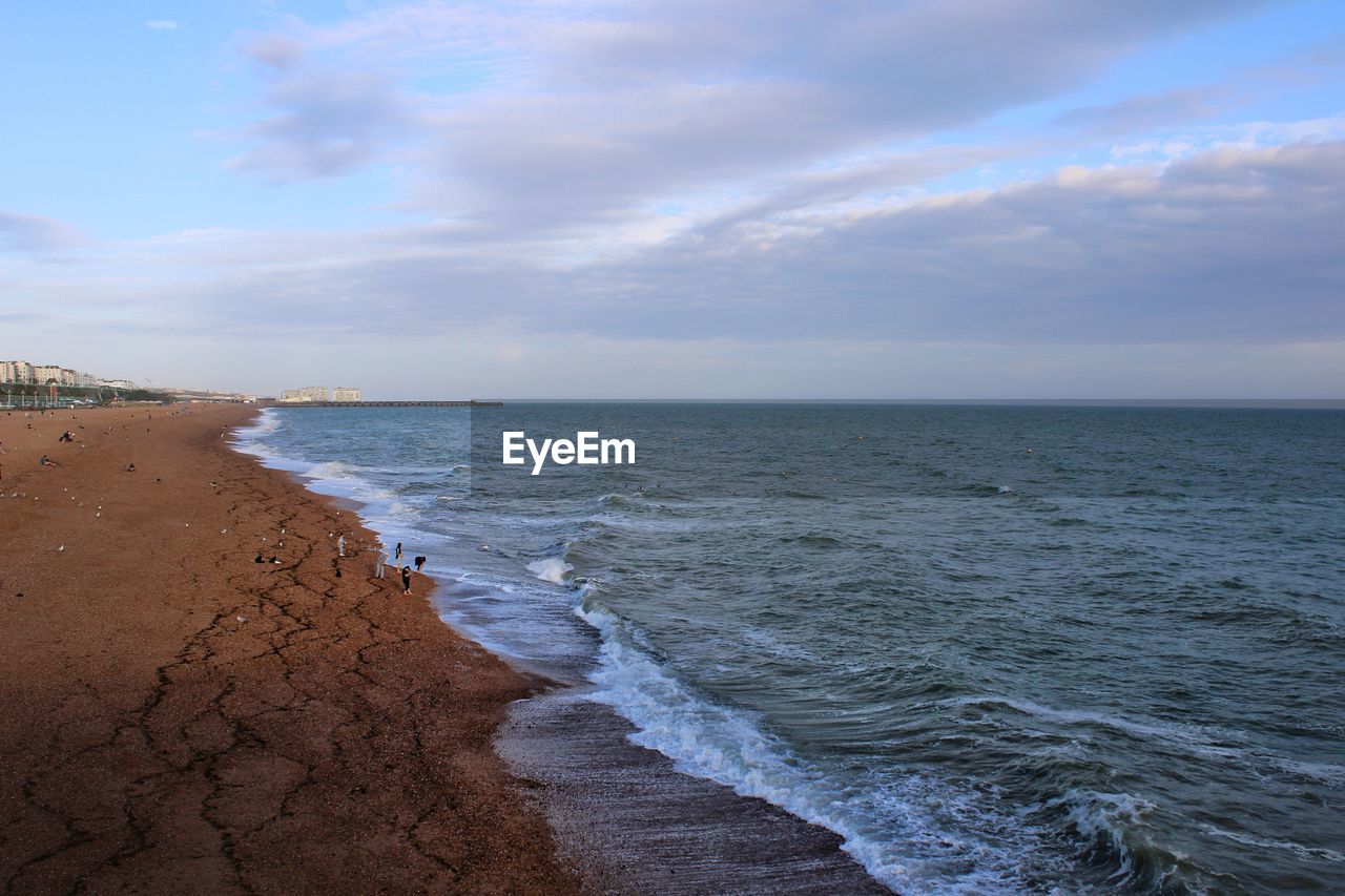 SCENIC VIEW OF BEACH AGAINST SKY DURING SUNSET