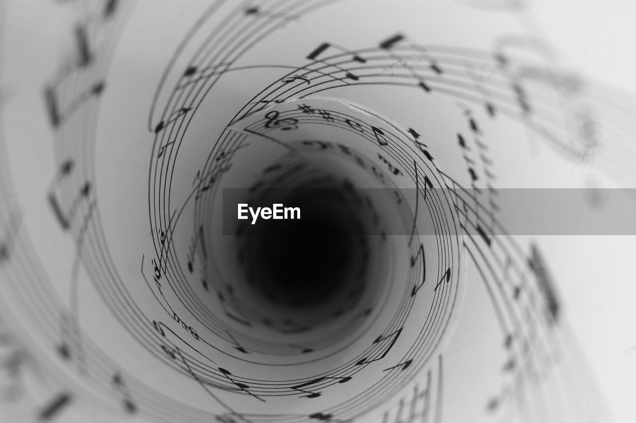 Close-up of sheet music notation paper