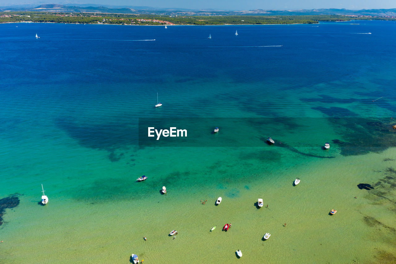 Aerial view of a beach and the sea on the pasman island, croatia