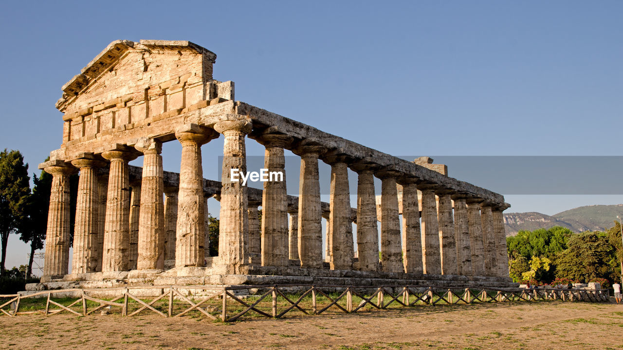 Paestum, greek temple against clear sky