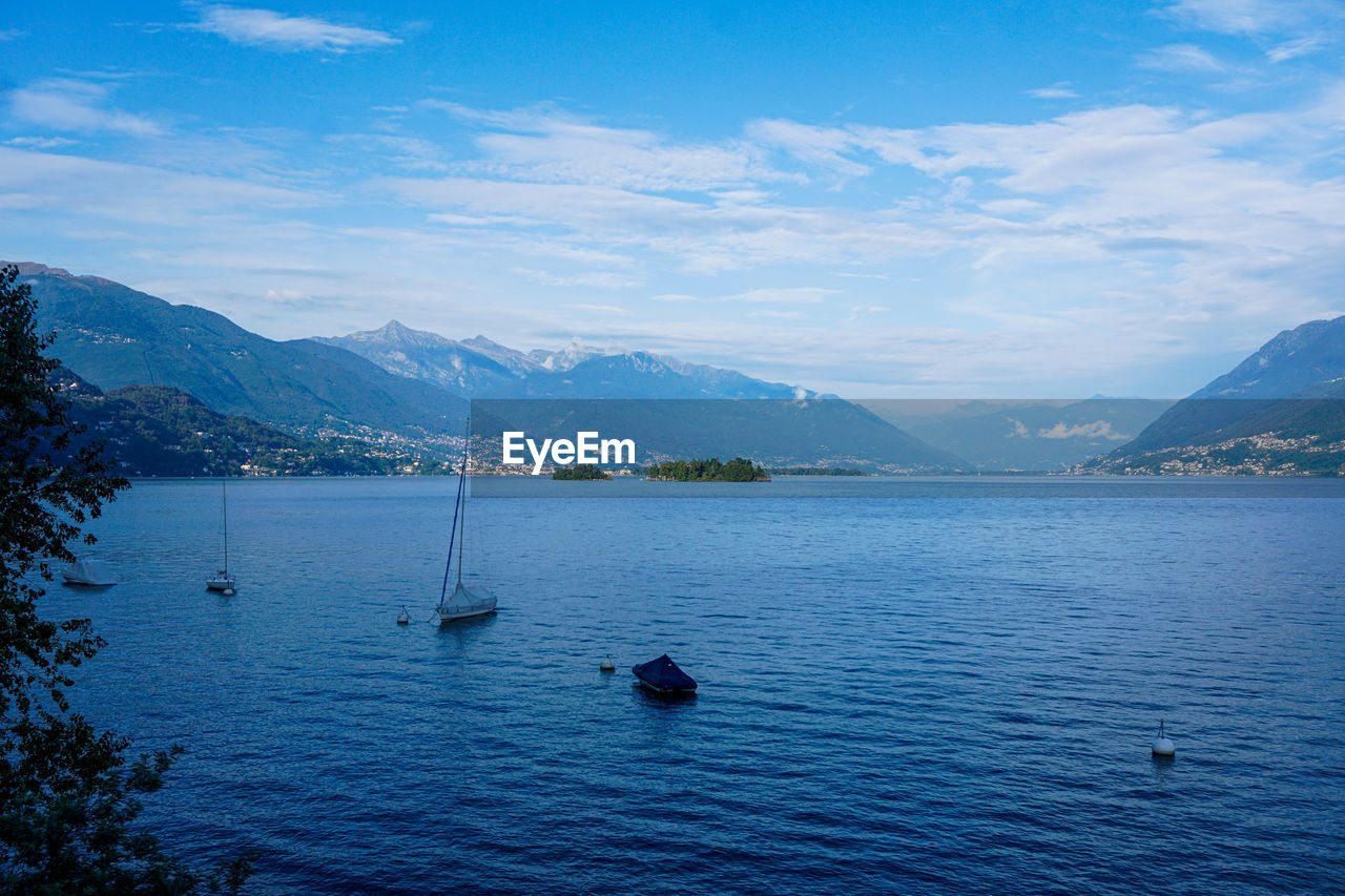 View from the port of ascona over the lago maggiore, ticino, switzerland