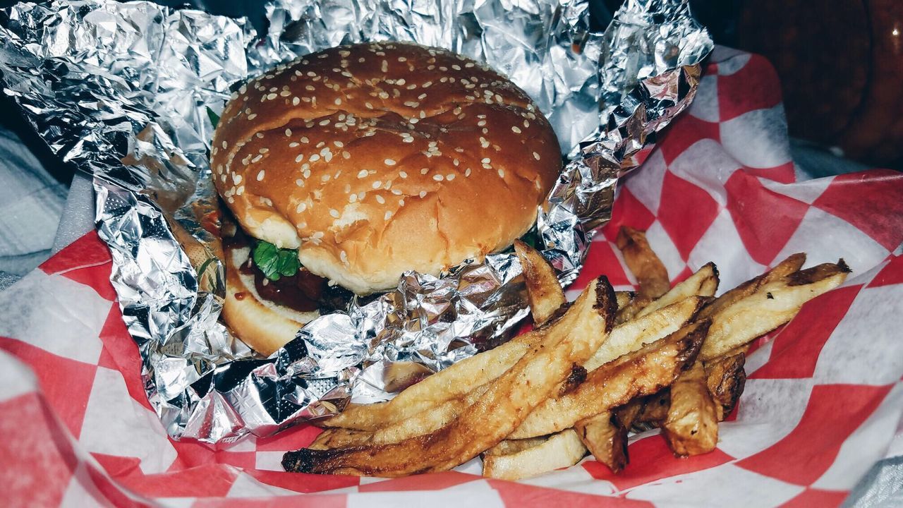 Close-up of burger in plate