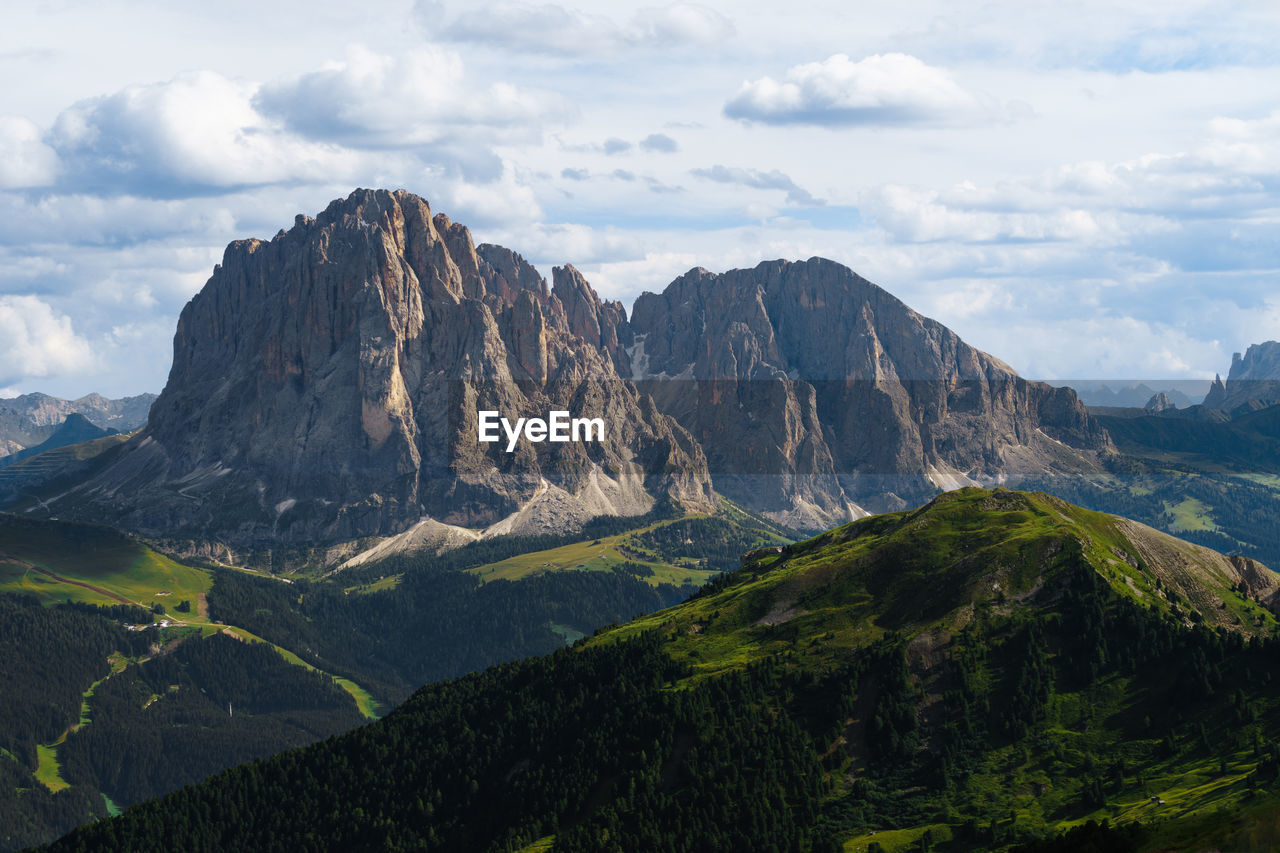 Scenic view of landscape and mountains against sky