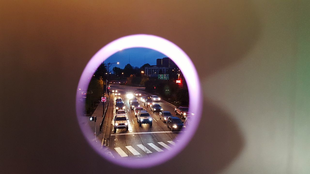 High angle view of vehicles on road