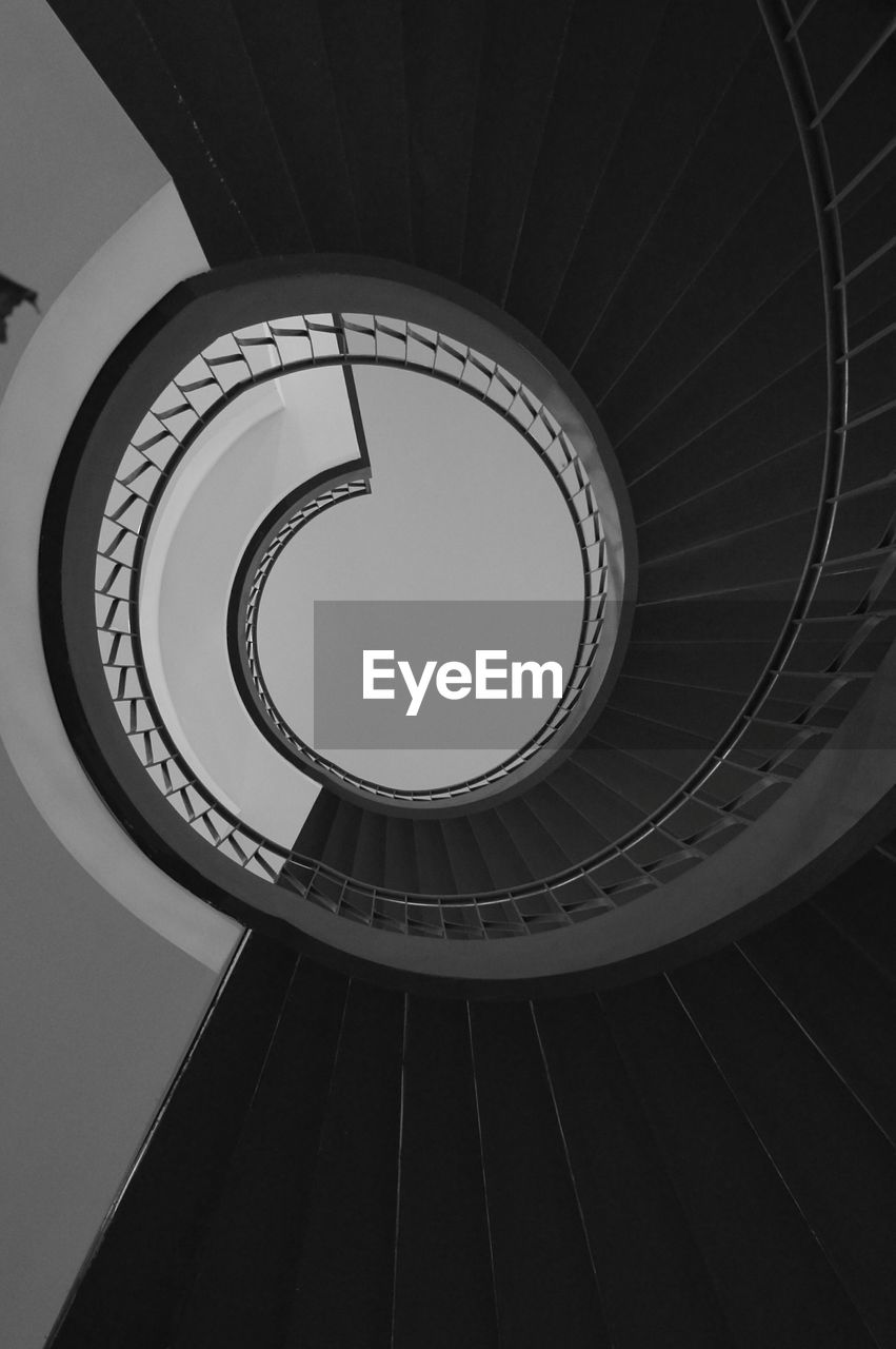 High angle view of spiral stairs