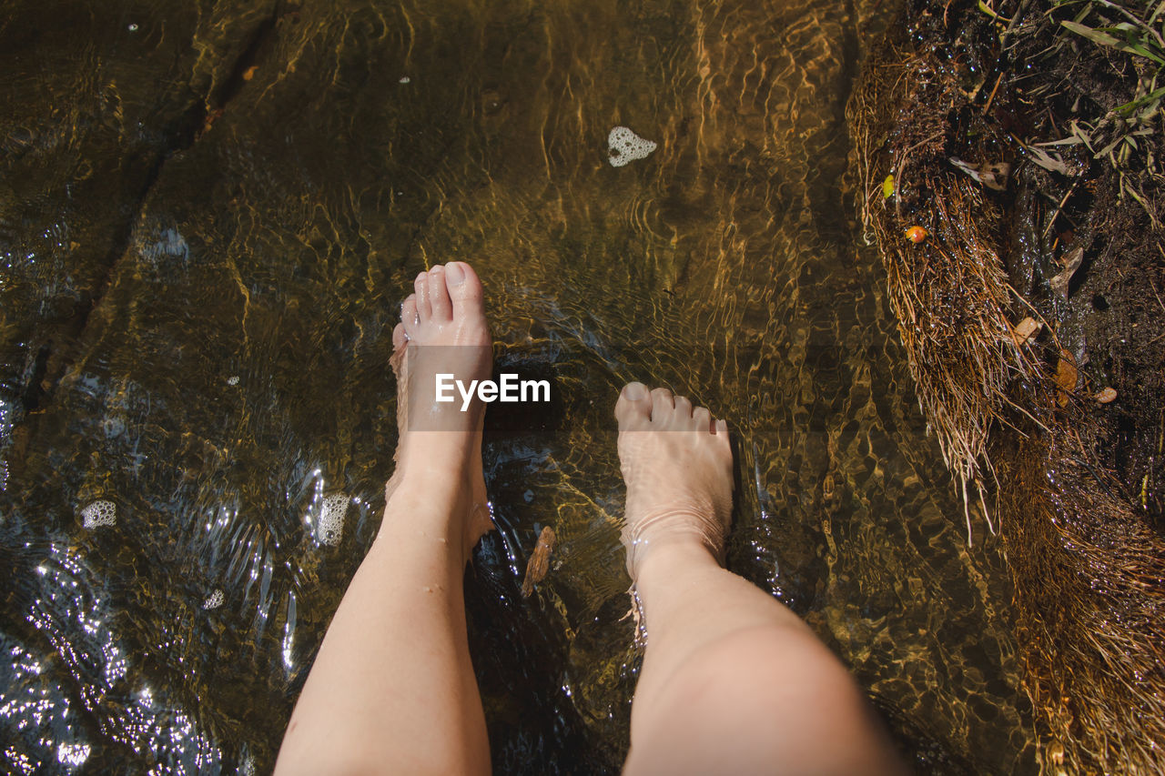 Low section of woman in water