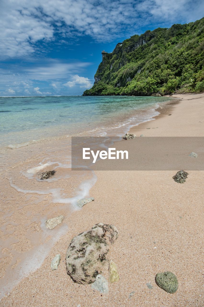 Scenic view of beach against sky