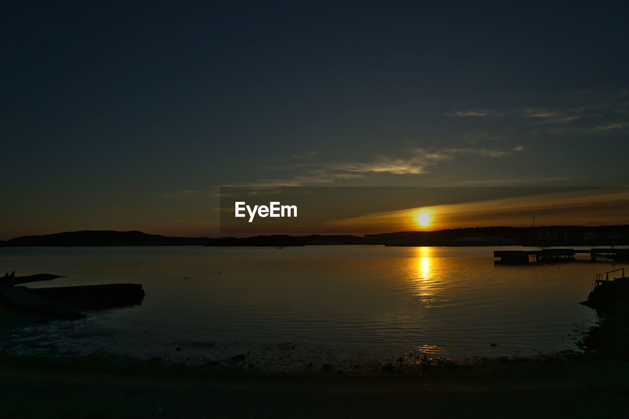 SCENIC VIEW OF SUNSET OVER LAKE