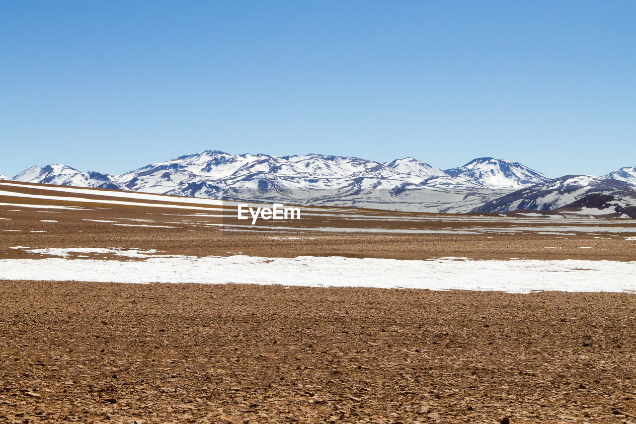 SCENIC VIEW OF SNOWCAPPED MOUNTAINS AGAINST CLEAR SKY