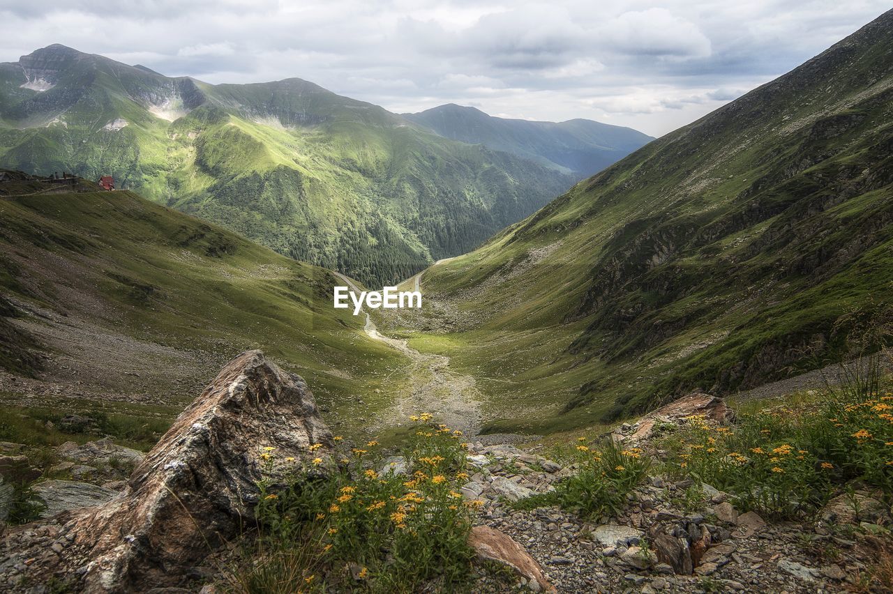 Scenic view of mountains against sky