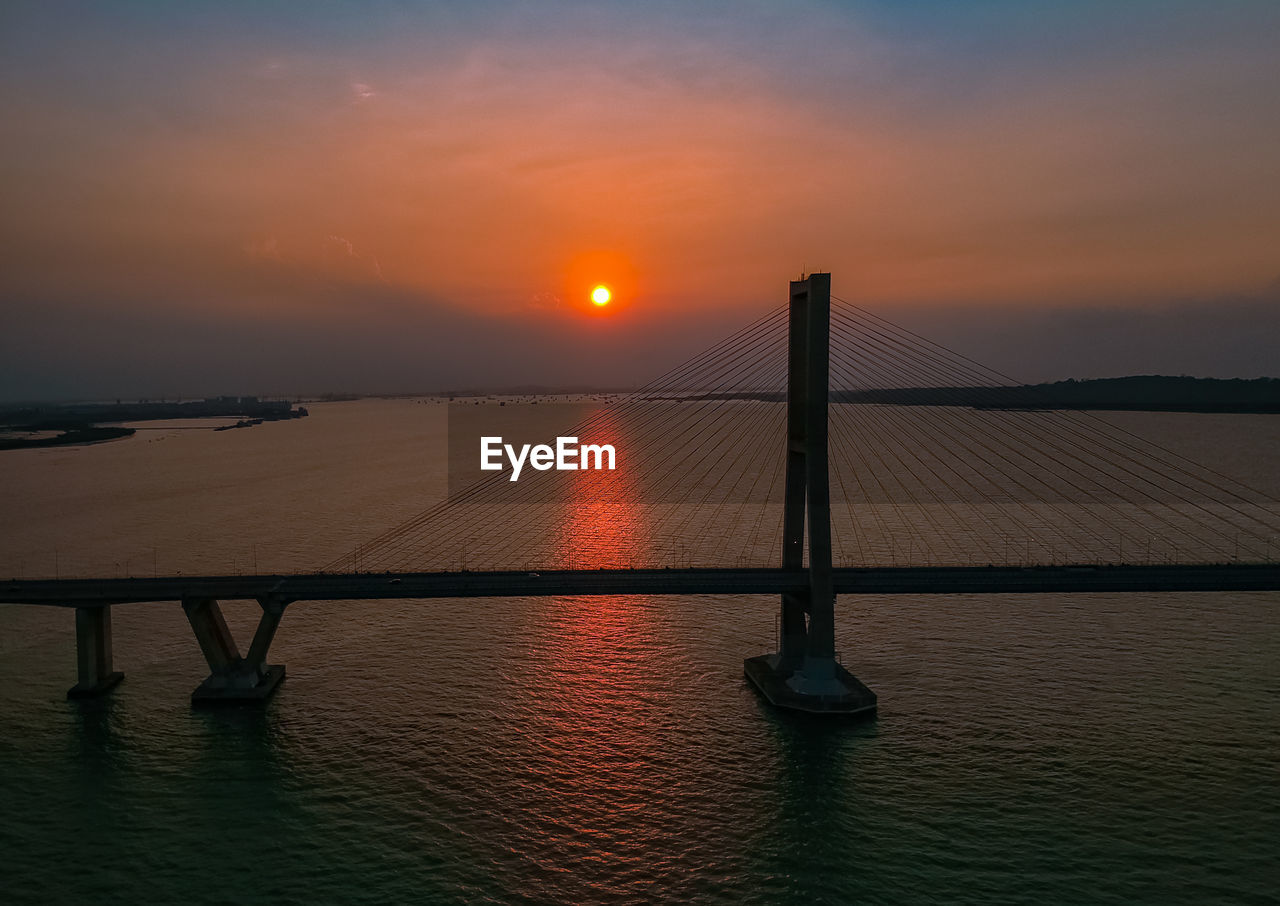 Beautiful sunset behind the bridge