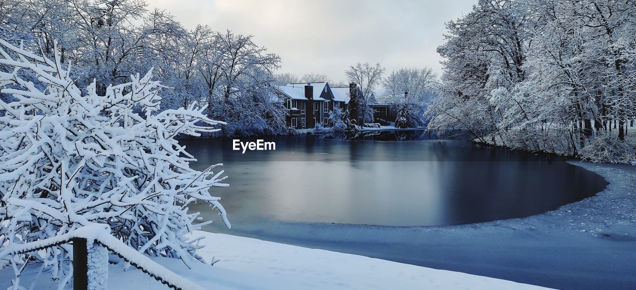 Winter frozen lake