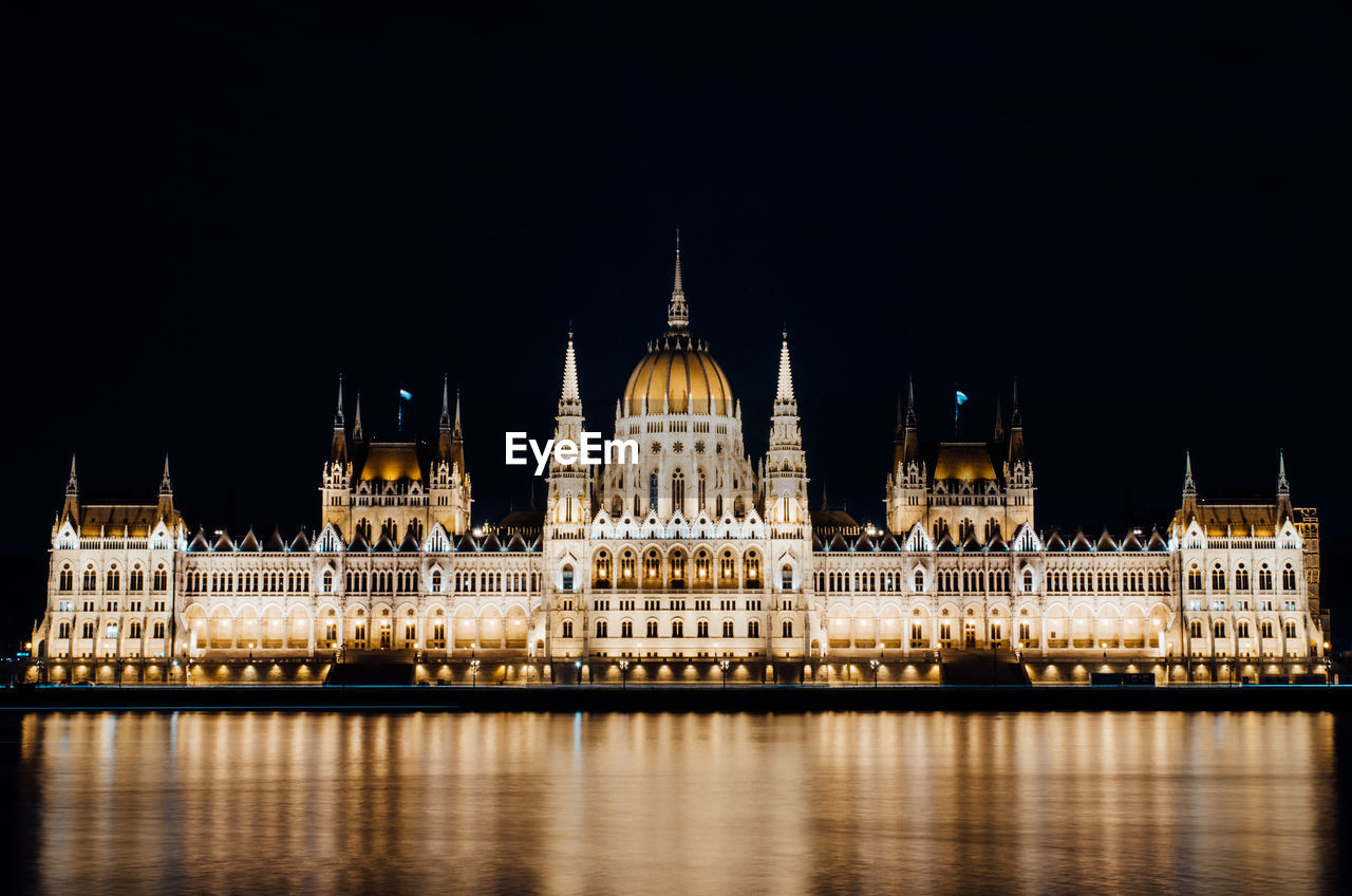 Illuminated buildings at night, budapest, hungary