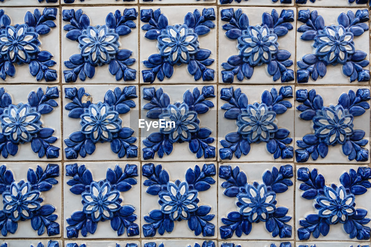 Full frame shot of blue tiles