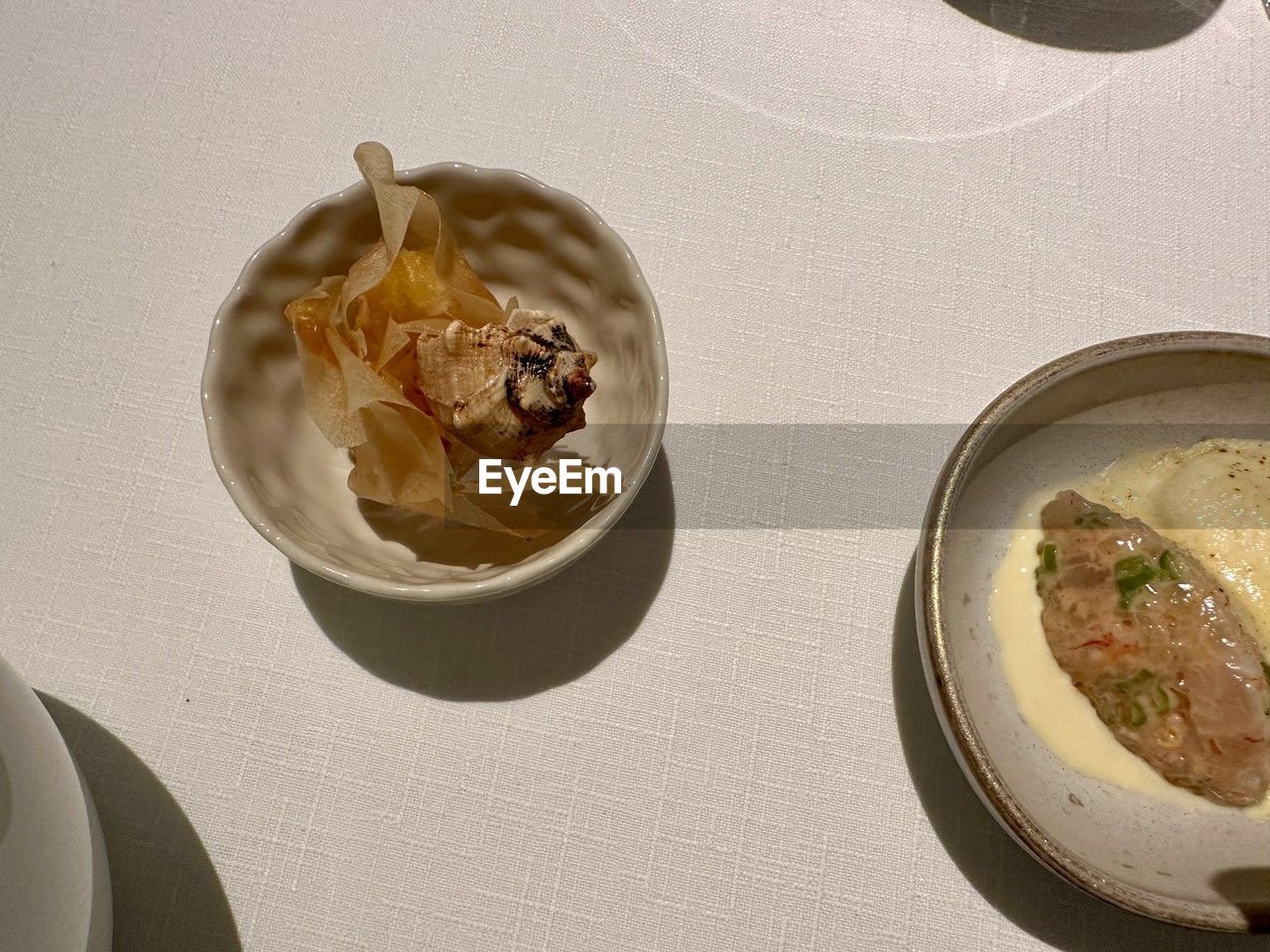 high angle view of food in plate on table