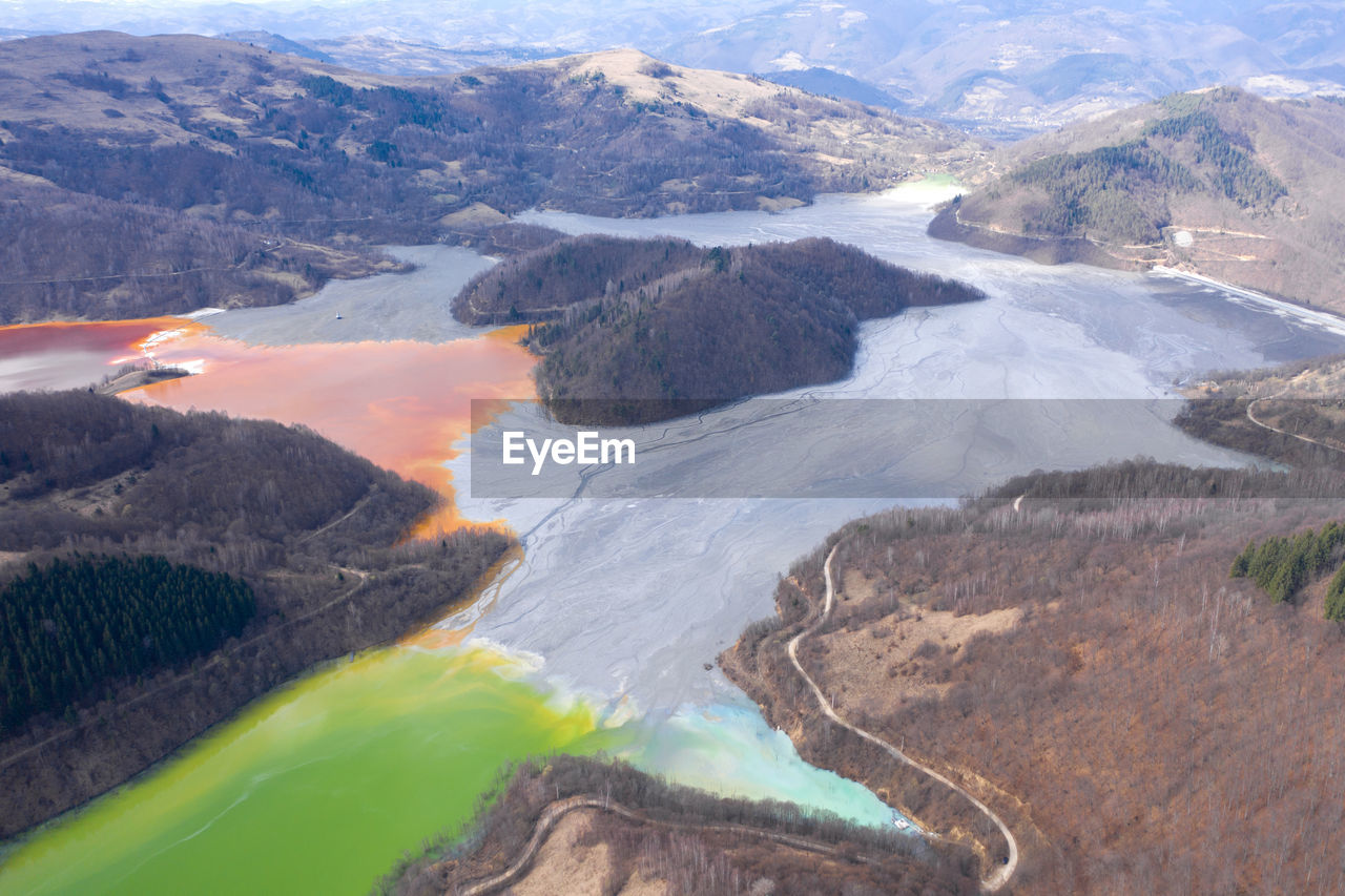 Aerial view of volcanic landscape