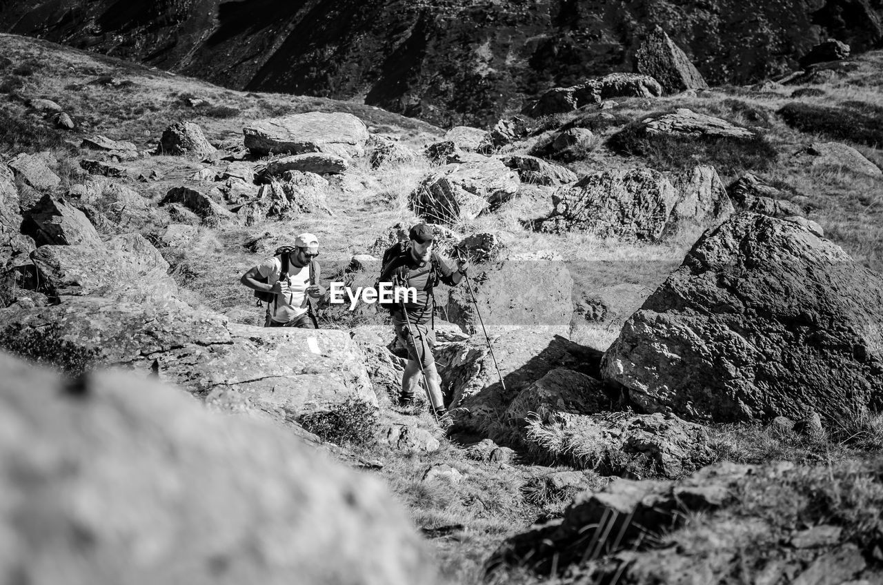 Blackandwhite Black And White Mountians Hiing Hiking Rocks View From Above Two People Selective Focus Alps Austria