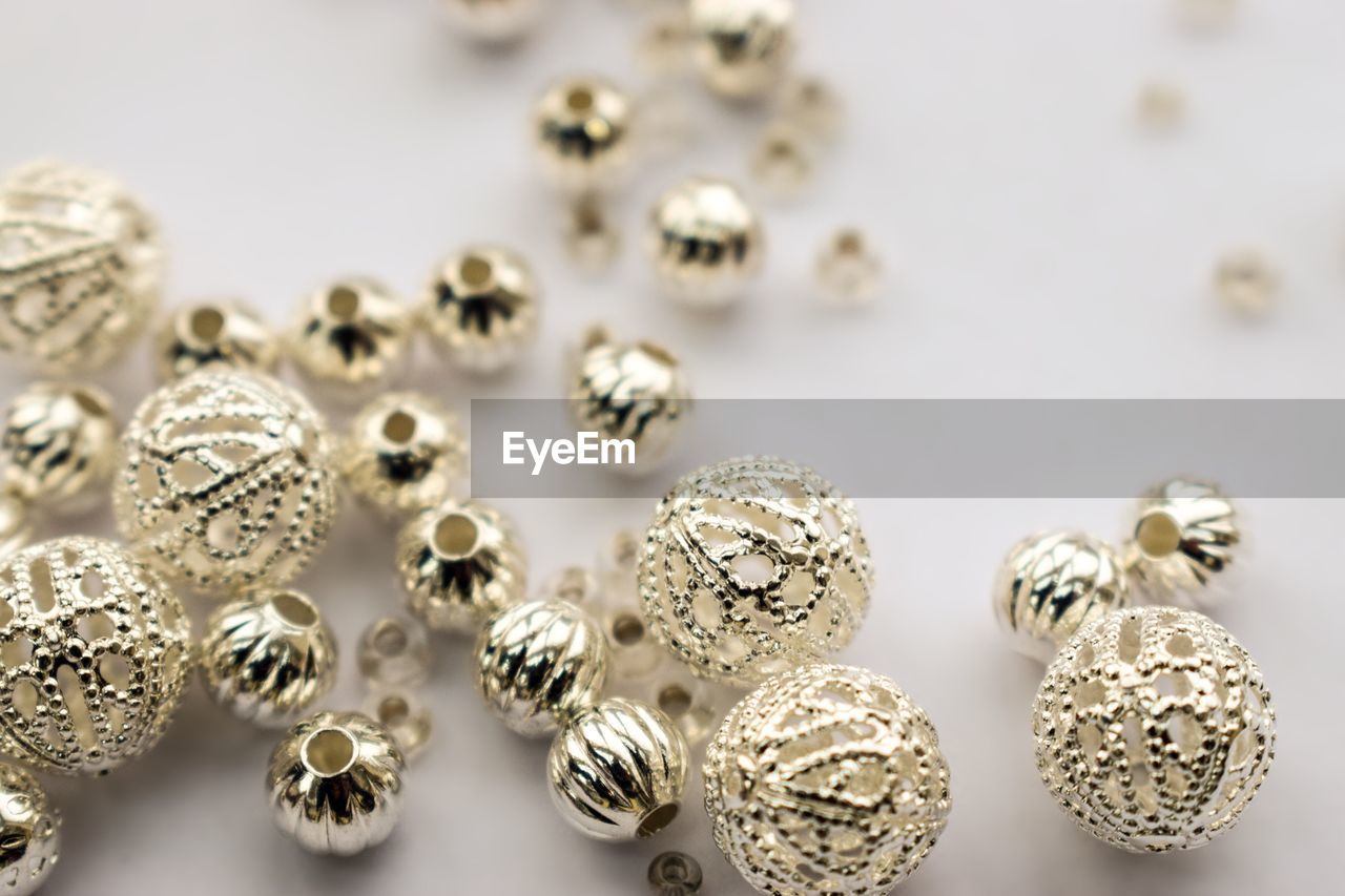 High angle view of christmas decorations on table